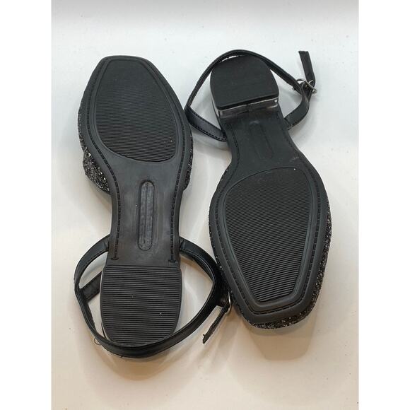 D'CALETA Women's Black Sequin Embellished Closed Toe Ankle Strap Flats SZ 9.5 - Picture 7 of 10